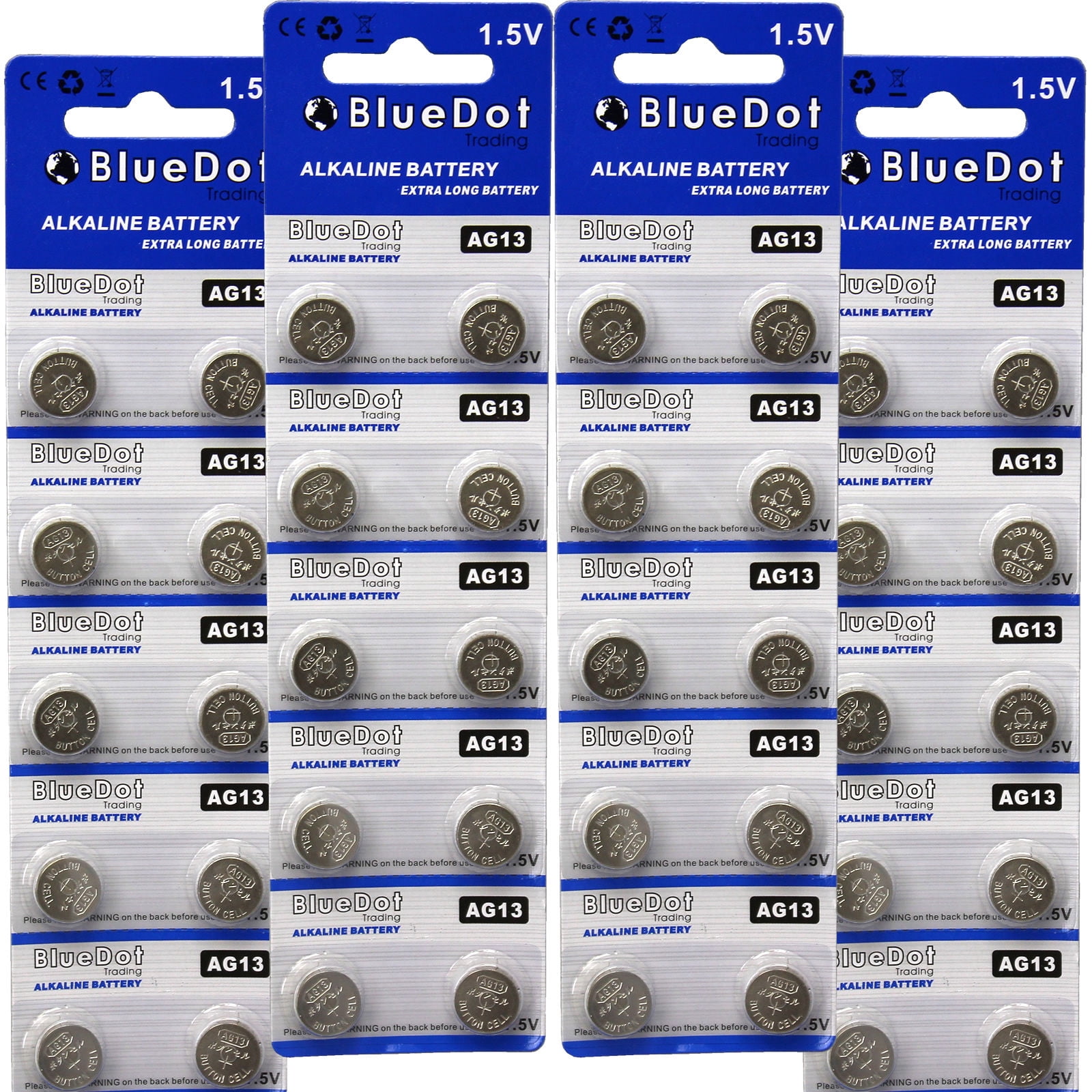 BlueDot Trading AG13 (also known as LR44 and LR1154) Alkaline Button Cell Batteries - 40 Pack