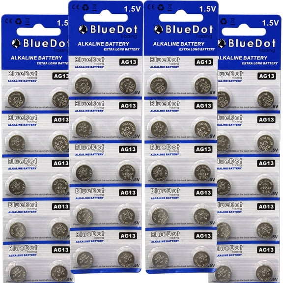 BlueDot Trading AG13 (also known as LR44 and LR1154) Alkaline Button Cell Batteries - 40 Pack