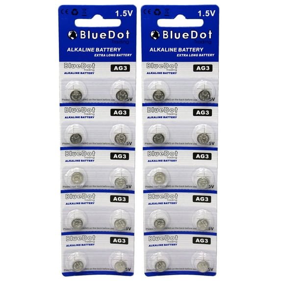BlueDot Trading AG3 (also known as LR41 and LR736) Alkaline Button Cell Batteries - 20 Pack