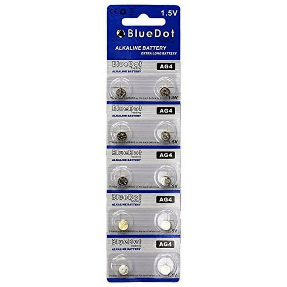 BlueDot Trading AG4 (also known as LR66 and LR636) Alkaline Button Cell Batteries - 10 Pack