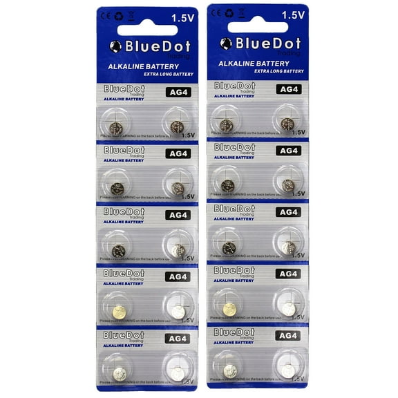 BlueDot Trading AG4 (also known as LR66 and LR636) Alkaline Button Cell Batteries - 20 Pack