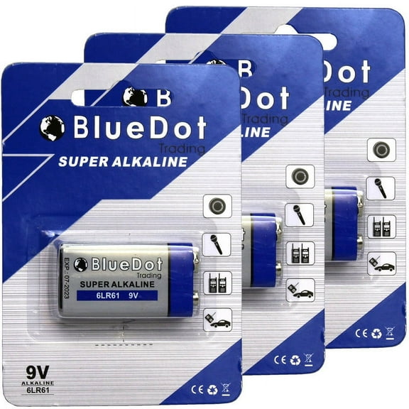 BlueDot Trading Brand 9 Volt Super Alkaline Batteries - 3 Pack