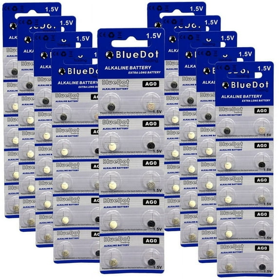 BlueDot Trading Brand AG0 Button Cell Extra Life Alkaline Batteries - 100 Pack (Use Interchangeably with SR63, SG0, LR63, 379, LR521, SR521)