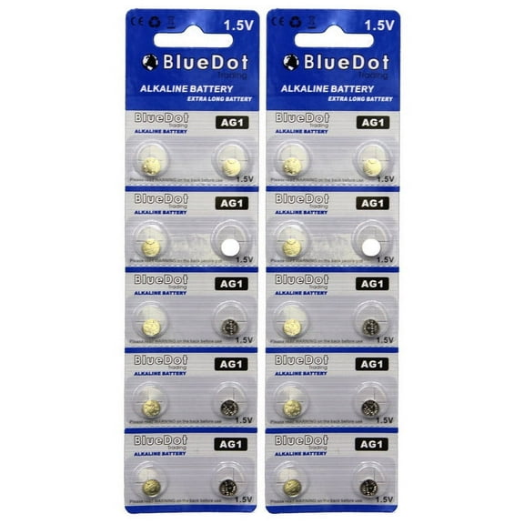 BlueDot Trading Brand AG1 Button Cell Extra Life Alkaline Batteries - 30 Pack (Use Interchangeably with LR621 SR60, SR60L, CX60, T Battery, D364, V364, GP364, 531, 620, 602, SB-AG/DG)
