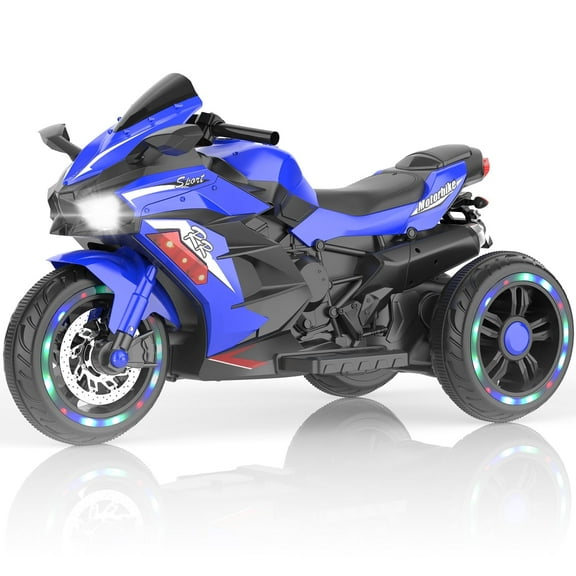 BlueDreamer 3 Wheel Motorcycle for Kids Aged 2-4, Motorcycle Ride on Motorcycle with 12V Long Battery, Max Weight 100 Lbs (Blue)