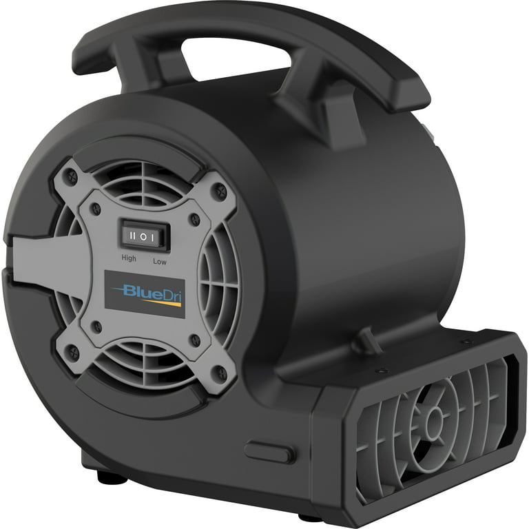 BlueDri 1/8 HP 3 Angle Mini Air Mover Blower Floor Fan with 2 Speeds,  Black, BD-VP-15-BK 