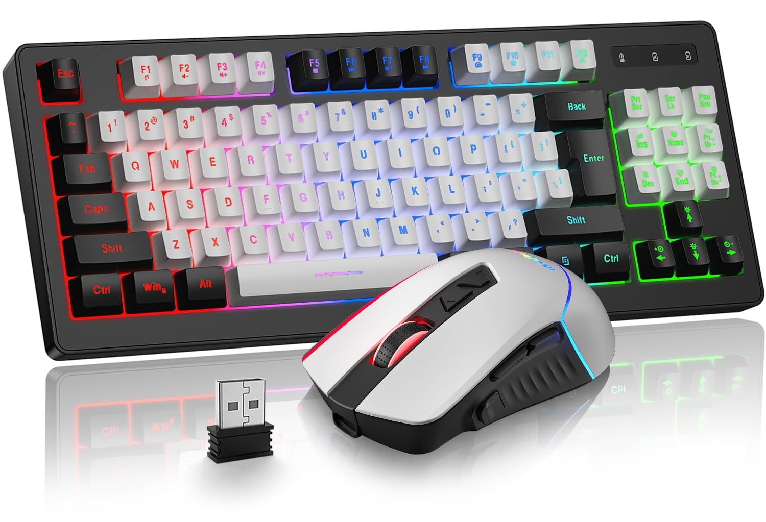 BlueFinger Wireless Gaming Keyboard and Mouse Combo, RGB Backlit