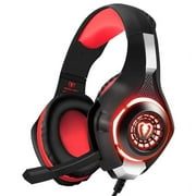 BlueFire Gaming Headset for PS5 PS4 Xbox One, Noise Cancelling Mic, Bass Stereo, LED Lights, Over-ear Headphone for PC Laptop Nintendo Switch Red