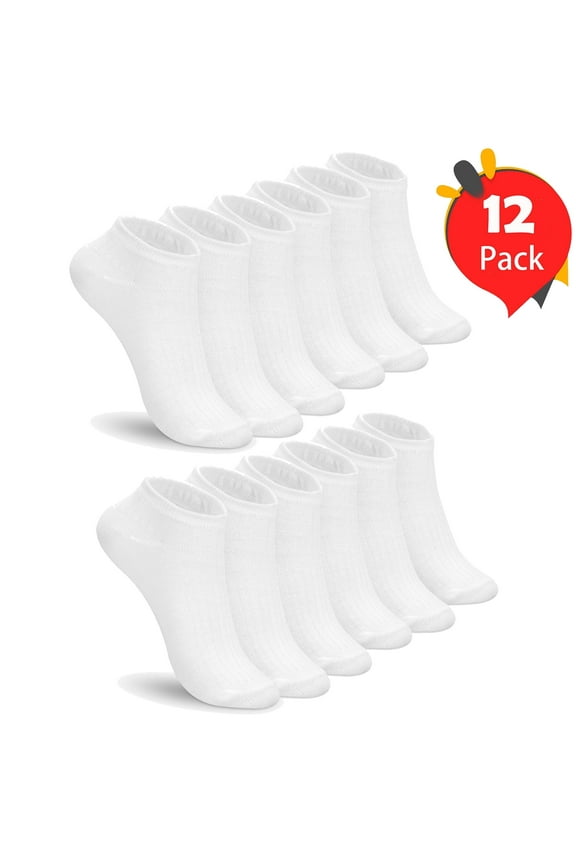 Women's Socks Value Ankle Soft Moisture-Wicking Sock, 12-Pairs Women Size 8-12 Cotton White