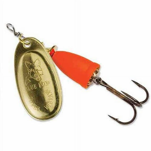 Blue Fox Classic Vibrax Size 4 Inline Spinner 3/8 oz Gold/Flo Red