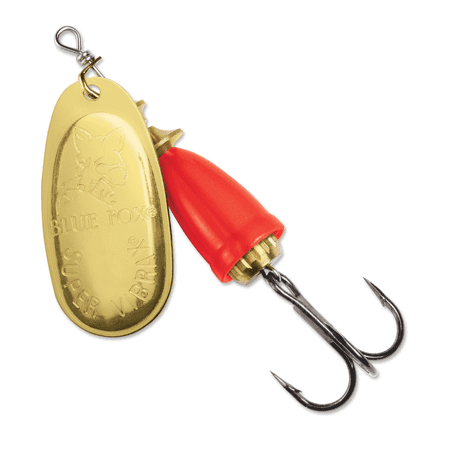 Blue Fox Classic Vibrax Size 4 Inline Spinner 3/8 oz Gold/Flo Red