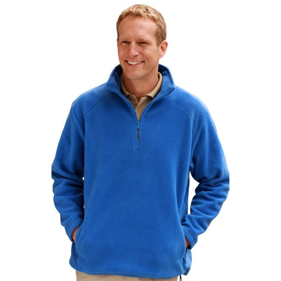 BlueGeneration Adult Polar Fleece L/S 1/2 Zip Pullover - Blue Large Solid