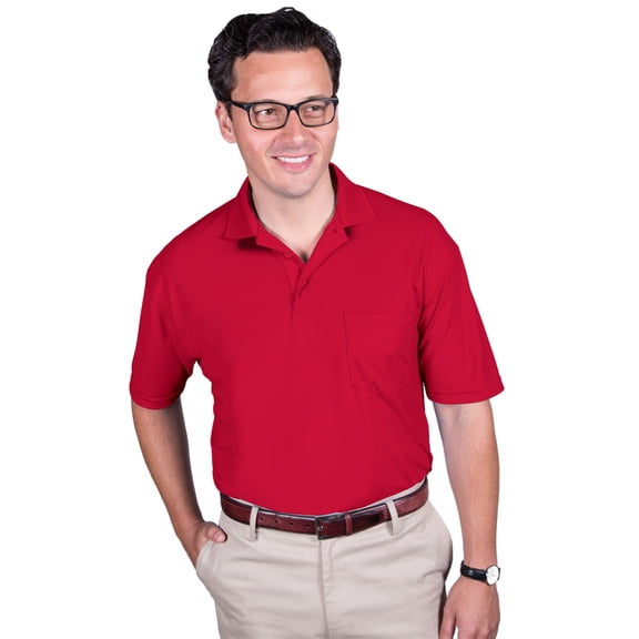 BlueGeneration Adult Soft Touch Pocketed Polo - Red Medium Solid