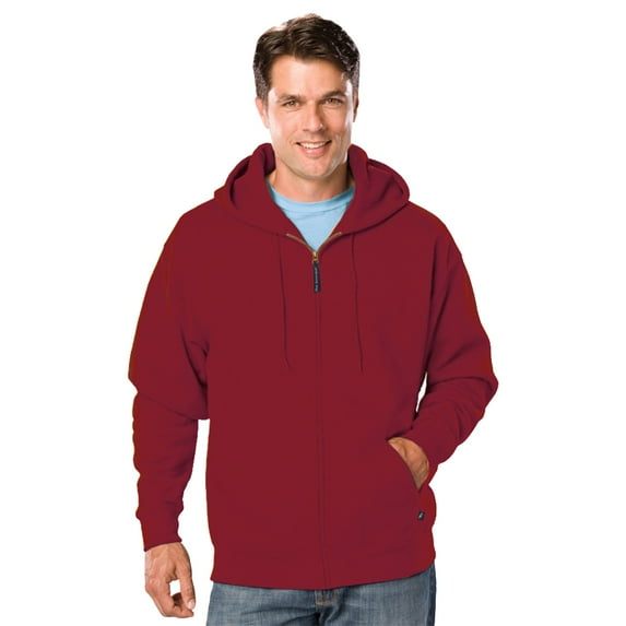 BlueGeneration Adult Tall Fleece Zip Front Hoodie - Burgundy 3 Extra Large Tall Solid