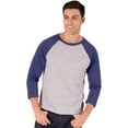 thumbnail image 1 of BlueGeneration Adult Triblend 3/4 Sleeve Baseball Crew Neck - Blue Small Trim Light Grey, 1 of 1