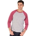 thumbnail image 1 of BlueGeneration Adult Triblend 3/4 Sleeve Baseball Crew Neck - Red Large Trim Light Grey, 1 of 1