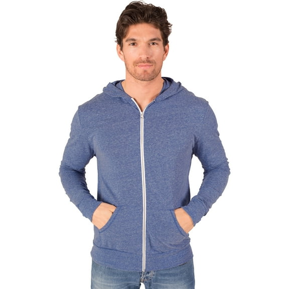 BlueGeneration Adult Triblend Zip Front Hoodie - Blue Extra Large Solid