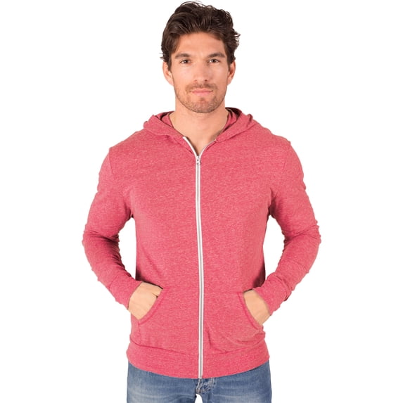BlueGeneration Adult Triblend Zip Front Hoodie - Red 2 Extra Large Solid