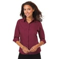 thumbnail image 1 of BlueGeneration Ladies 3/4 Sleeve Easy Care Poplin With Matching Buttons - Burgundy Small Solid, 1 of 1