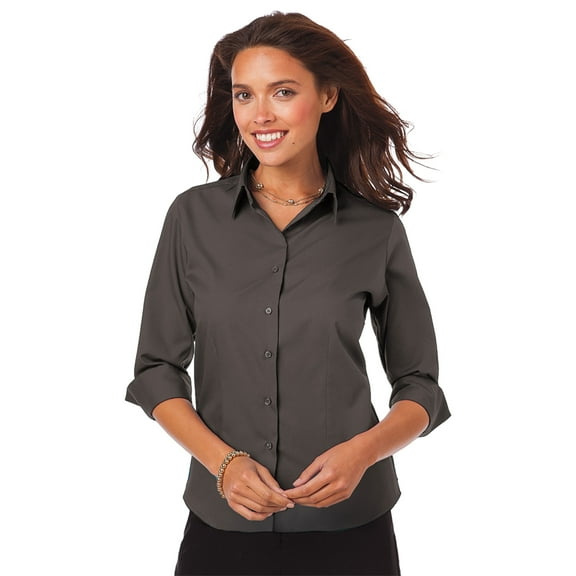 BlueGeneration Ladies 3/4 Sleeve Easy Care Poplin With Matching Buttons - Graphite 2 Extra Large Solid
