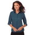 thumbnail image 1 of BlueGeneration Ladies 3/4 Sleeve Easy Care Poplin With Matching Buttons - Teal 4 Extra Large Solid, 1 of 1