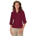 thumbnail image 1 of BlueGeneration Ladies 3/4 Sleeve Peached Fine Line Twill Shirt - Burgundy 2 Extra Large Solid, 1 of 1