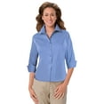 thumbnail image 1 of BlueGeneration Ladies 3/4 Sleeve Peached Fine Line Twill Shirt - Light Blue Extra Large Solid, 1 of 1