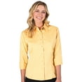 thumbnail image 1 of BlueGeneration Ladies 3/4 Sleeve Peached Fine Line Twill Shirt - Maize Large Solid, 1 of 1
