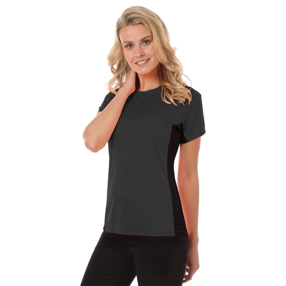 BlueGeneration Ladies Colorblock Wicking Tee - Graphite Small Solid
