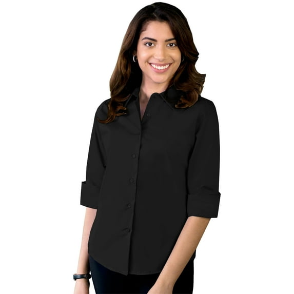 BlueGeneration Ladies Easy Care Strecth Poplin - Black Medium Solid