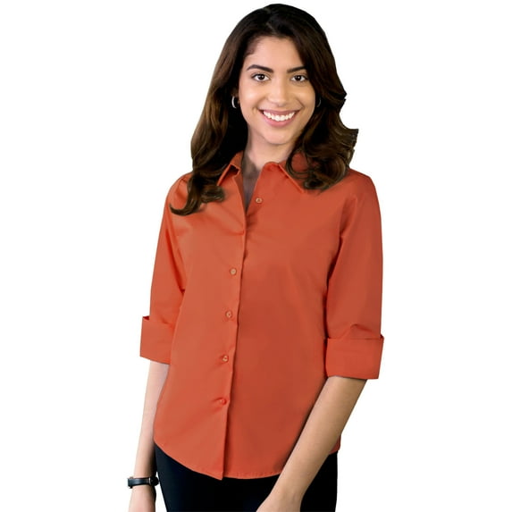 BlueGeneration Ladies Easy Care Strecth Poplin - Coral Extra Small Solid