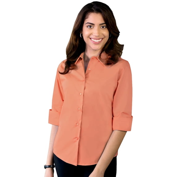 BlueGeneration Ladies Easy Care Strecth Poplin - Salmon 3 Extra Large Solid