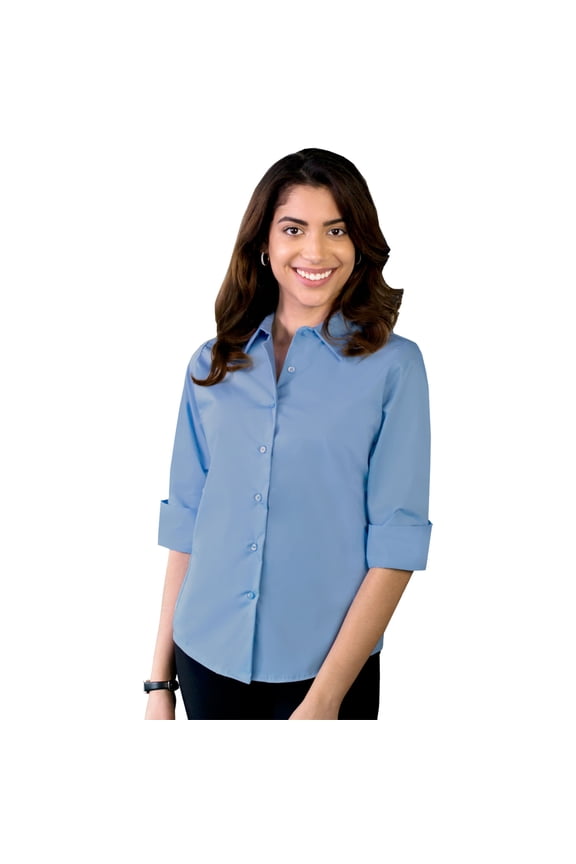 BlueGeneration Ladies Easy Care Stretch Poplin - Light Blue Large Solid