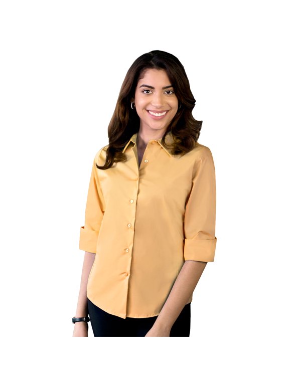 BlueGeneration Ladies Easy Care Stretch Poplin - Maize Extra Small Solid