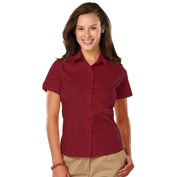 BlueGeneration Ladies Easy Care Stretch Ss Poplin - Burgundy Extra Large Solid