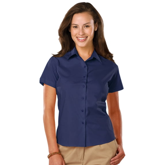 BlueGeneration Ladies Easy Care Stretch Ss Poplin - Navy Extra Small Solid