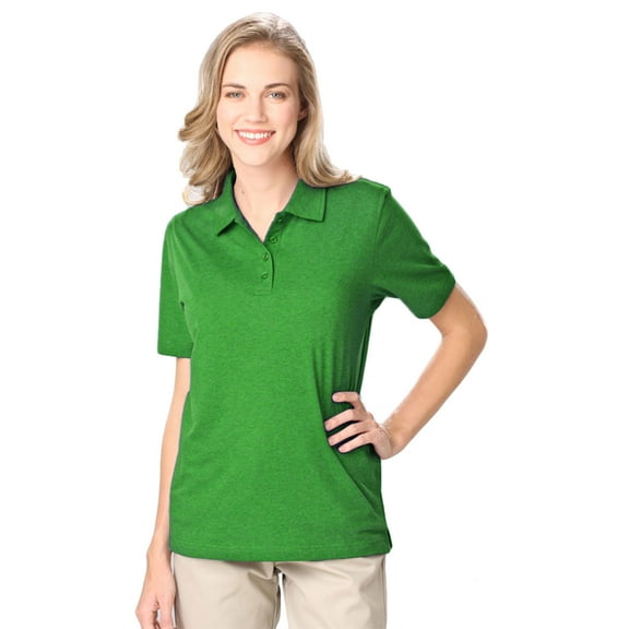 BlueGeneration Ladies Heathered Wicking Polo - Heather Kelly 4 Extra Large Solid