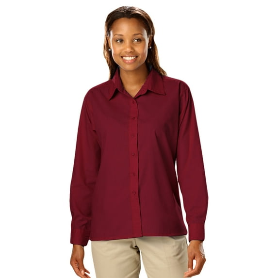BlueGeneration Ladies L/S Light Weight Poplin Shirt - Burgundy Medium Solid