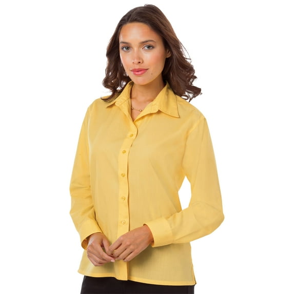 BlueGeneration Ladies L/S Light Weight Poplin Shirt - Maize 3 Extra Large Solid
