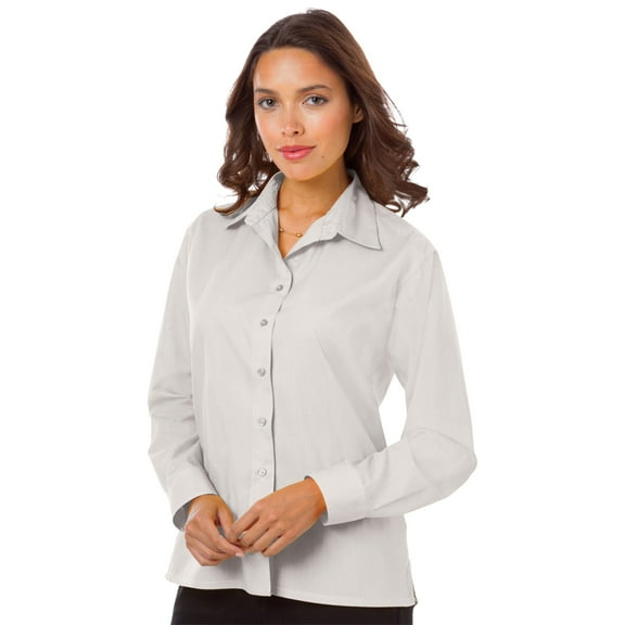 BlueGeneration Ladies L/S Light Weight Poplin Shirt - White 4 Extra Large Solid