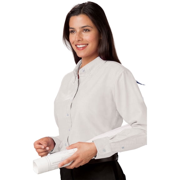 BlueGeneration Ladies L/S Poplin Bistro Shirt - White Small Solid