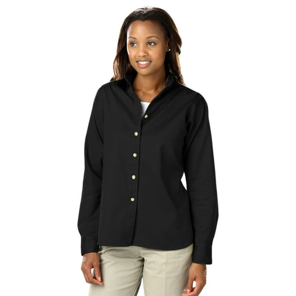BlueGeneration Ladies Long Sleeve 100% Cotton Twill - Black Medium Solid