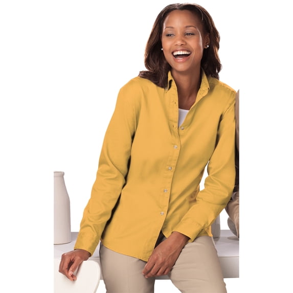 BlueGeneration Ladies Long Sleeve 100% Cotton Twill - Maize 4 Extra Large Solid