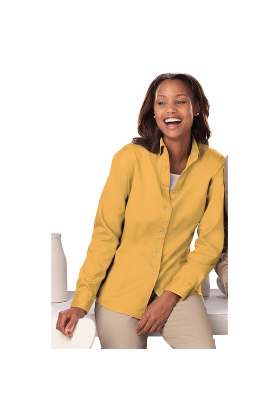 BlueGeneration Ladies Long Sleeve 100% Cotton Twill - Maize Small Solid