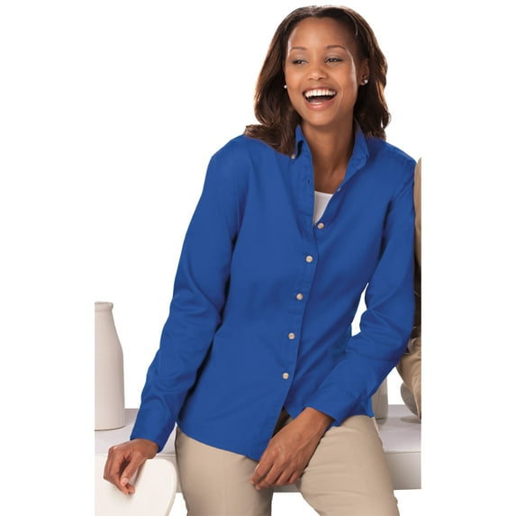 BlueGeneration Ladies Long Sleeve 100% Cotton Twill - Royal 2 Extra Large Solid