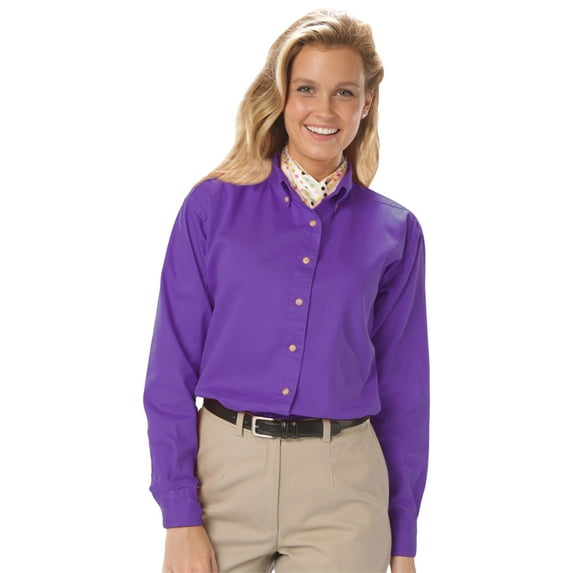 BlueGeneration Ladies Long Sleeve 100% Cotton Twill - Violet Small Solid