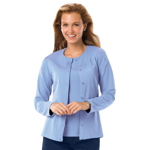BlueGeneration Ladies Long Sleeve Cardigan - Light Blue Medium Solid
