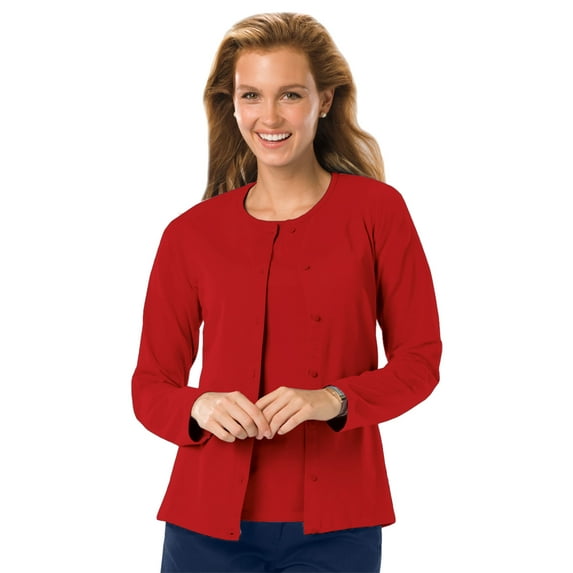 BlueGeneration Ladies Long Sleeve Cardigan - Red Extra Small Solid