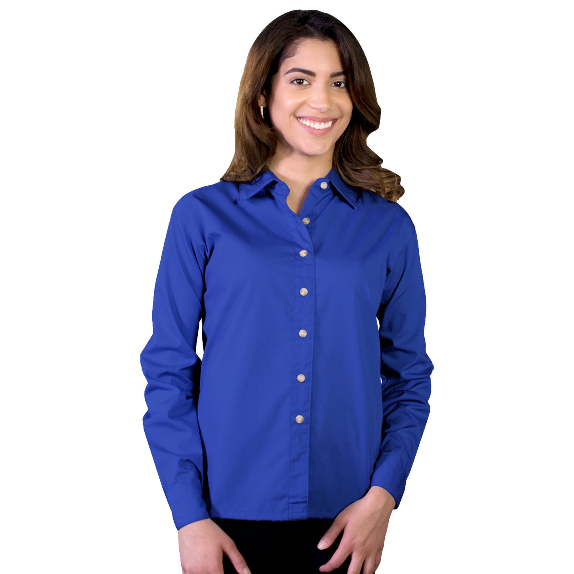 BlueGeneration Ladies Long Sleeve Easy Care Poplin - Royal 4 Extra ...