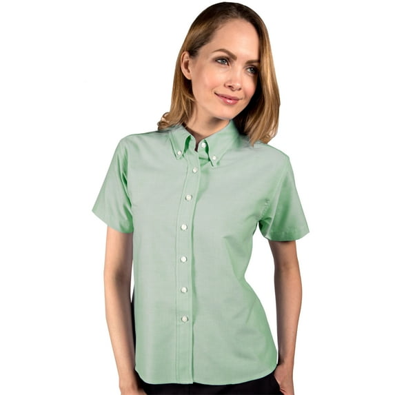 BlueGeneration Ladies Long Sleeve Oxford - Light Green 3 Extra Large Solid